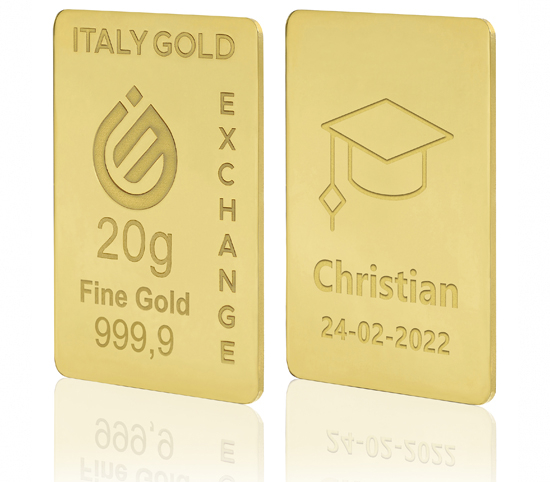 Lingote de Oro de Regalo de Graduación 24 Kt de 20 g. Italy Gold Exchange